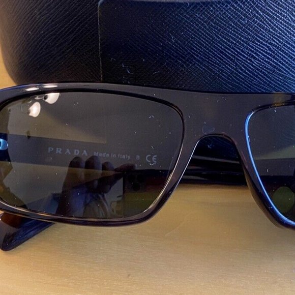 PRADA Black Mens Rectangle TORTOISE Sunglasses SPR 03O 59 17 2AU-3O1 135 3N EUC - Picture 6 of 6